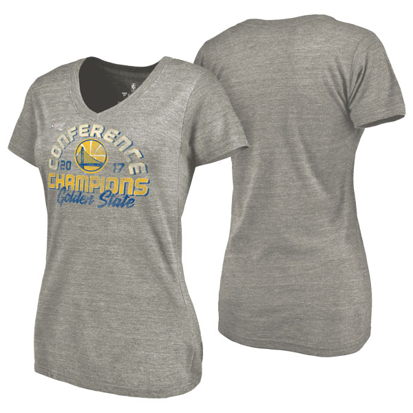 Women's Golden State Warriors Western Conference Champions Locker Room Adidas 2017 NBA the finals Gray T-shirt